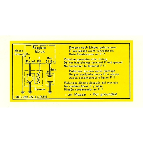 Voltage Regulator Wiring Decal, 1954-58