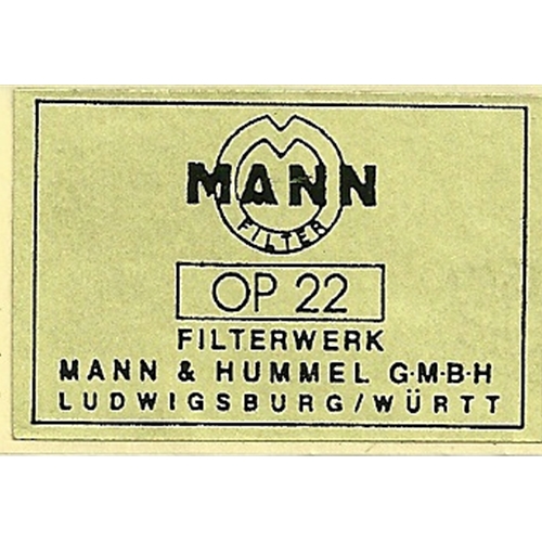 Oil Filter Decal, Mann OP22