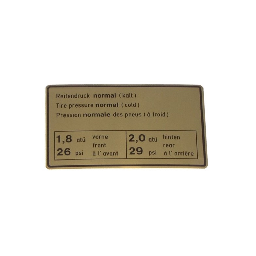 Tire Pressure Decal, Normal