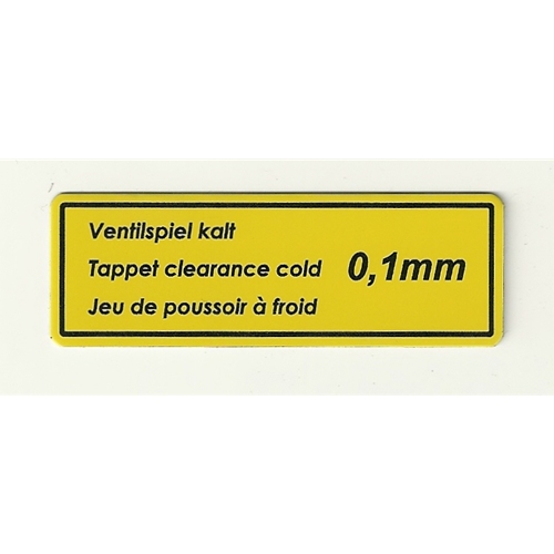 Valve Clearance Decal, Aluminum, 1300-1500 