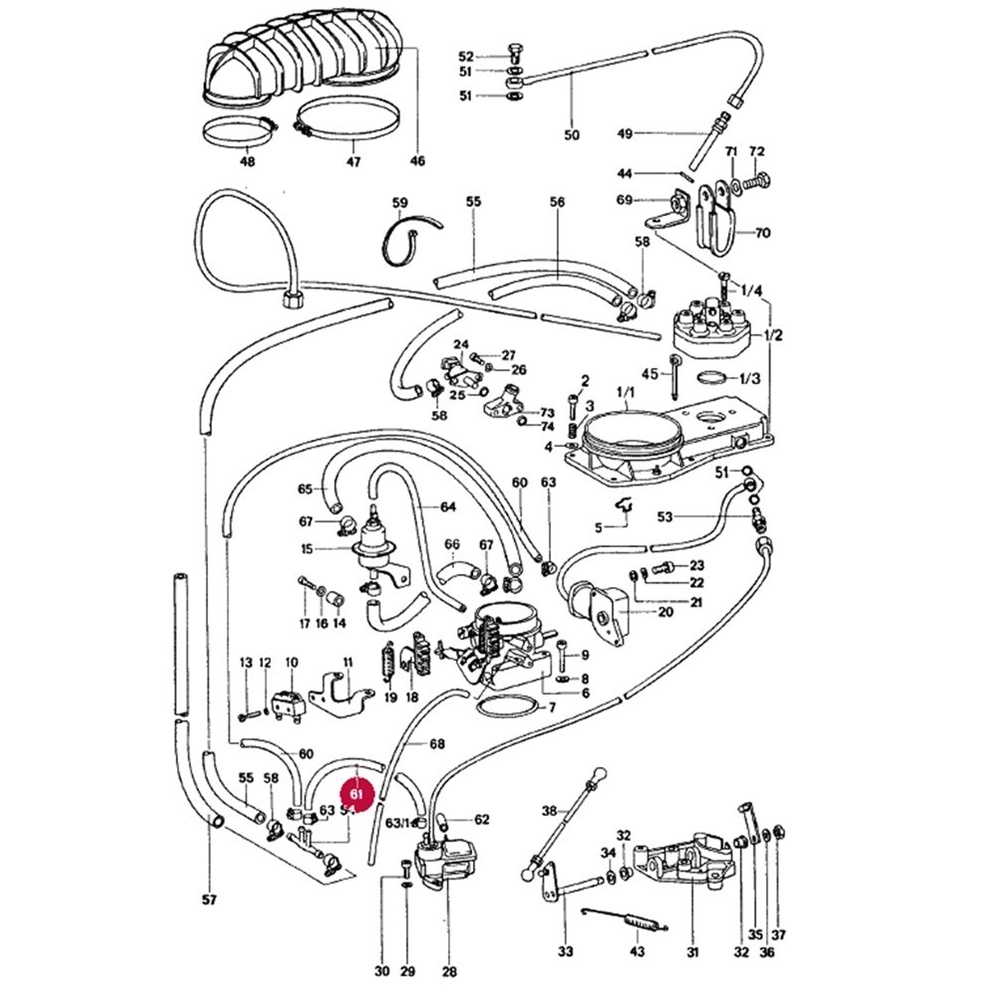 Fuel Line, WUR to 4 Way Tee