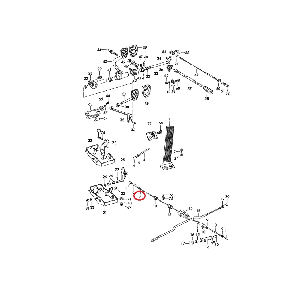 Throttle Rod, Pedal to Rear Bulk Head