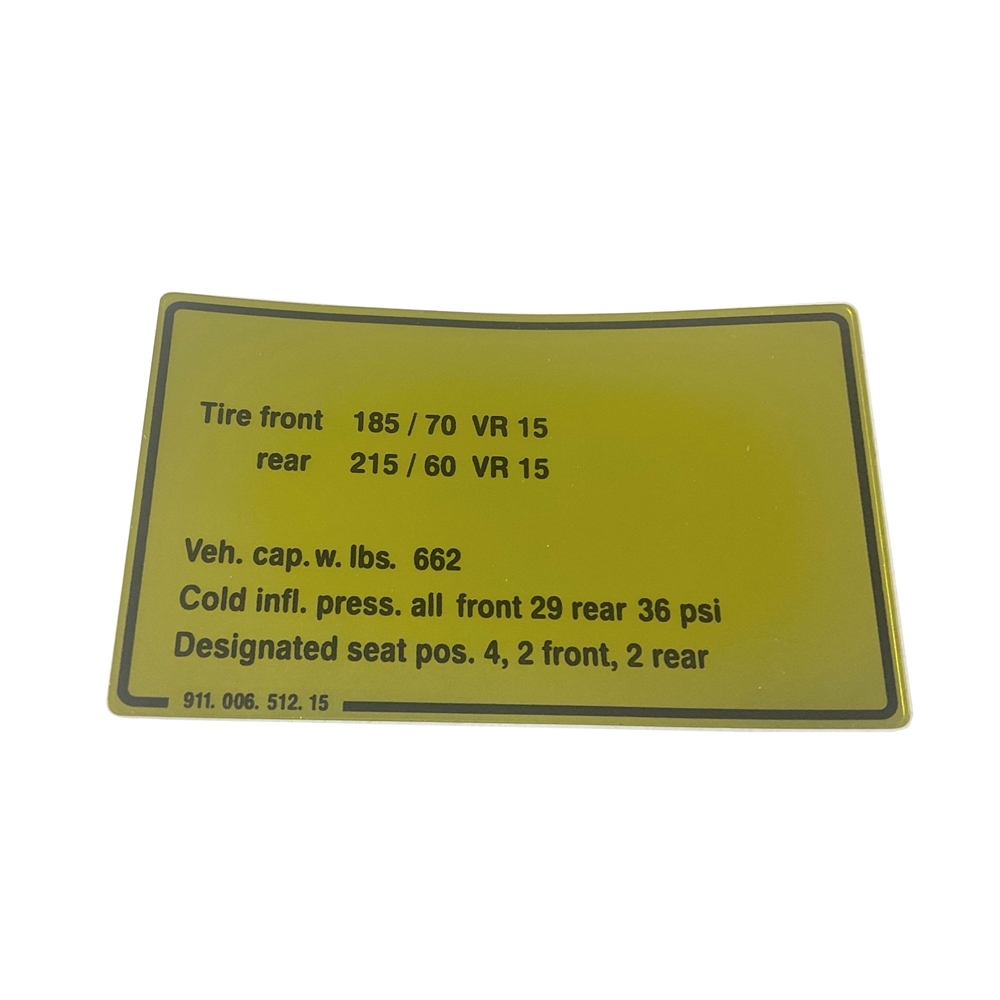 Tire Size / Pressure Decal, 3.2L