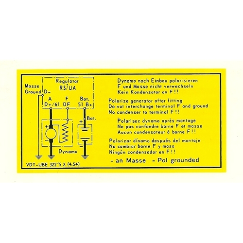 Voltage Regulator Wiring Decal, 1954-58