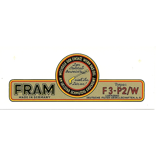 Oil Filter Decal, Fram, Canister