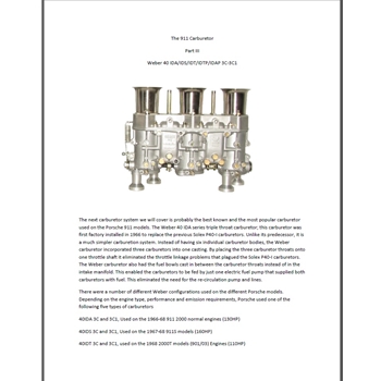 Part 3 the 911 carburetor