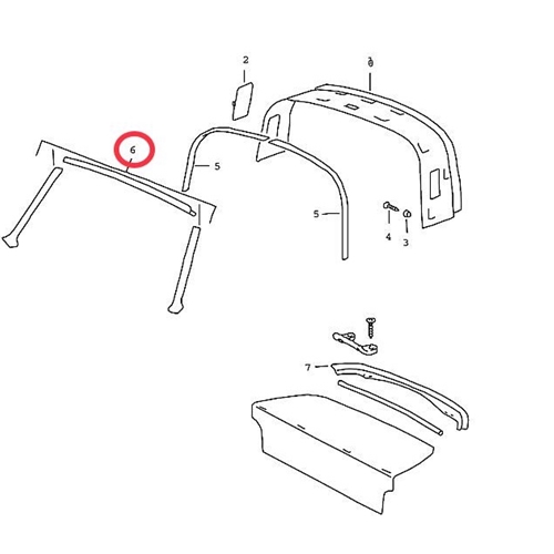 Interior lining set, Targa windscreen frame