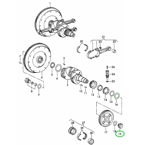 Crank Shaft Pulley Nut, crank Pulley bolt, front crank bolt, 539.02.112, 539 02 112, 539-02-112