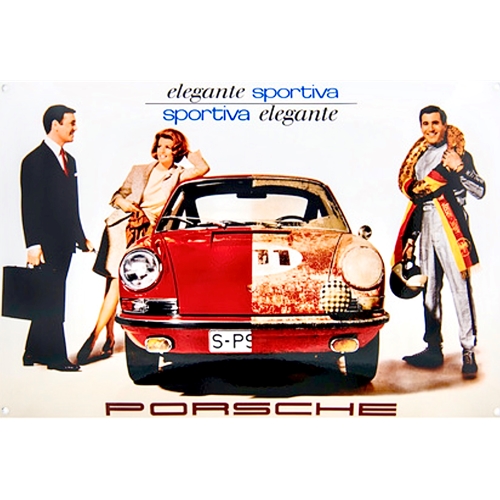 Porsche Enamel Sign, “Elegante Sportiva”