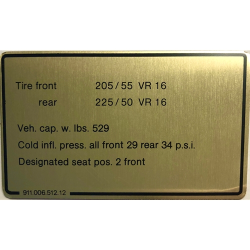 Tire Size / Pressure Decal